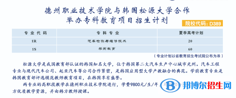 德州職業(yè)技術(shù)學院有哪些中外合作辦學專業(yè)？（附名單）