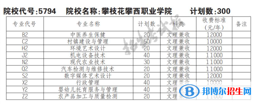 2023年攀枝花攀西職業(yè)學(xué)院?jiǎn)握袑I(yè)有哪些？
