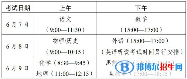 廣東高考時間2023具體時間科目安排：考試時間安排表，幾號開考
