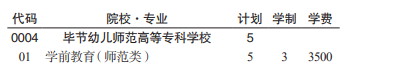 畢節(jié)幼兒師范高等專科學(xué)校分類考試招生2023年學(xué)費(fèi)一覽表